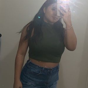 a green choker shirt